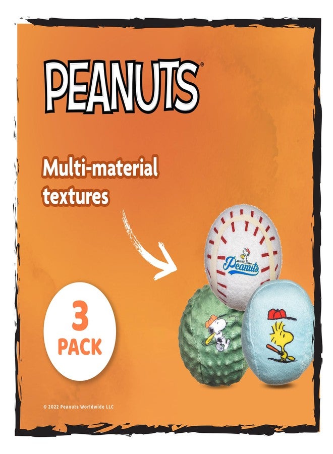 Peanuts for Pets Snoopy The Athlete Multi-Material Dog Ball Toy, 3-Pack - Squeaky, Interactive Dog Toys with Multiple Textures, Perfect for Fetch and Chew - Featuring Snoopy and Woodstock Designs - Image 5